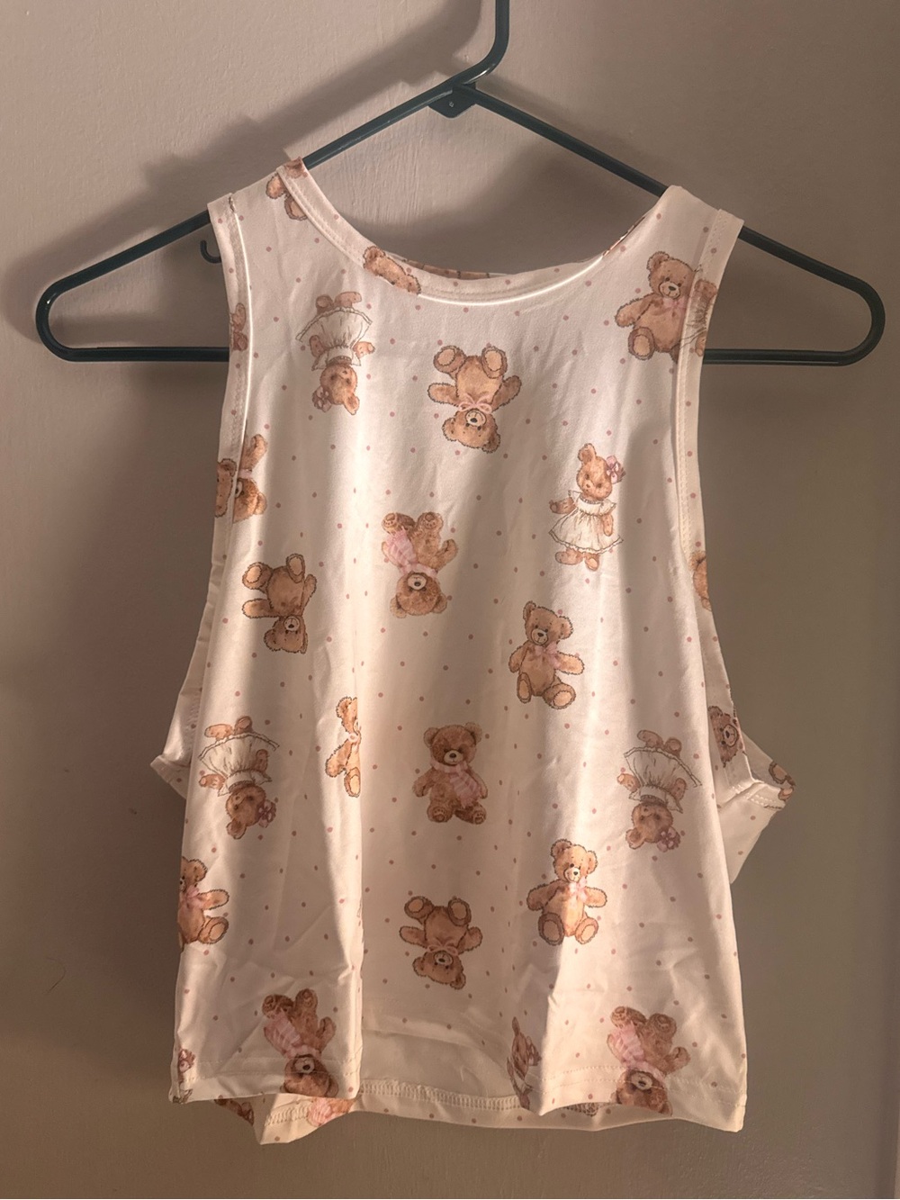 Chic Nation White Teddy Bear Print Tank Top